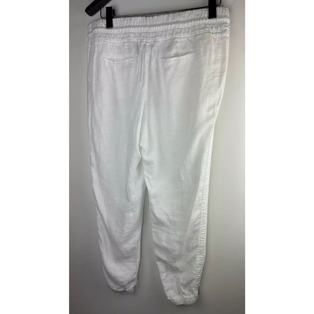 Athleta Cabo Linen Jogger Pants White Drawstring Zippered Pockets Womens Size 14 - Picture 9 of 10
